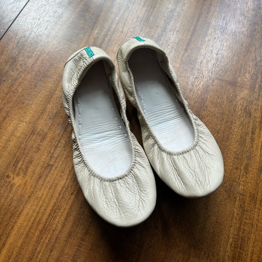 TIEKS Cream Leather Ballet Flats